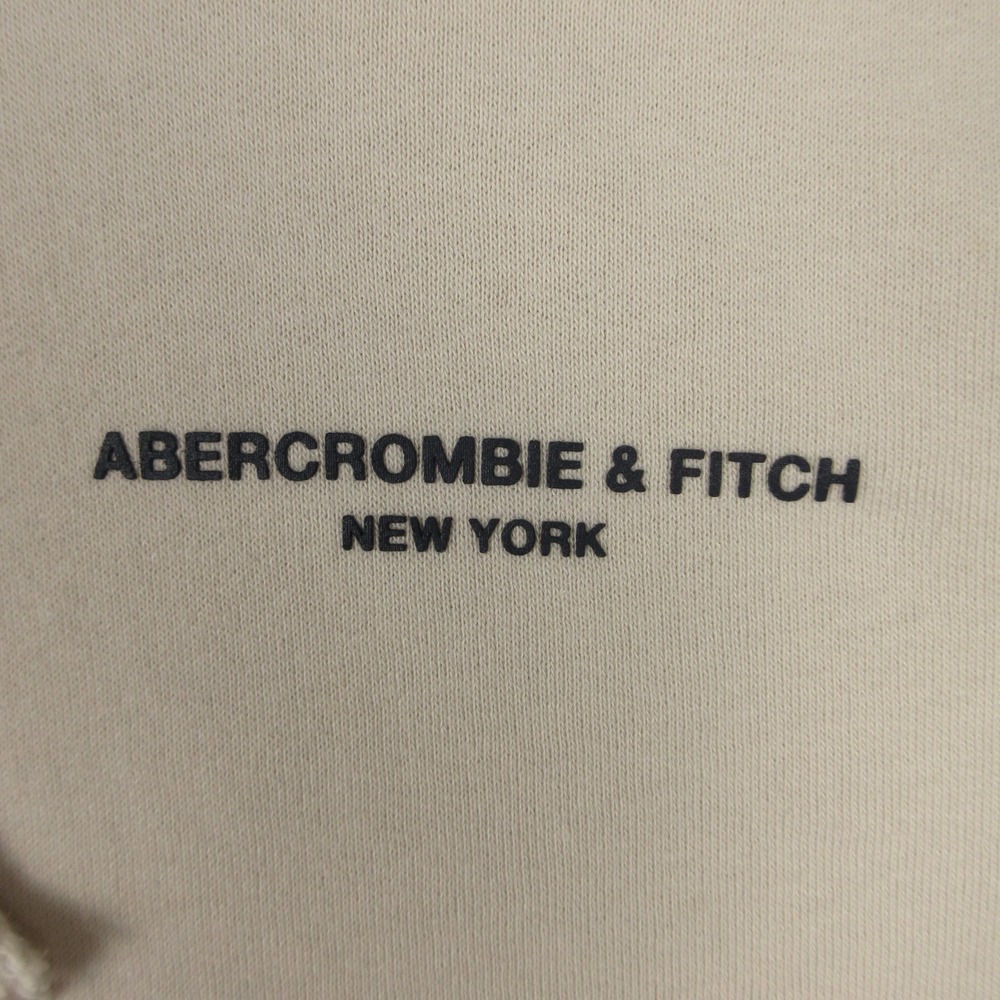 Abercrombie & Fitch Sweater Mens Medium Beige Fleece Pullover Hoodie Sweatshirt - Picture 6 of 15